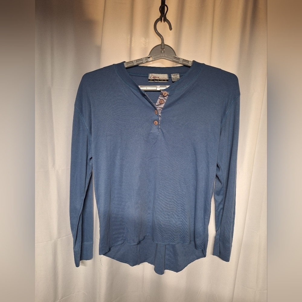 Blue Long Sleeve Henley Top